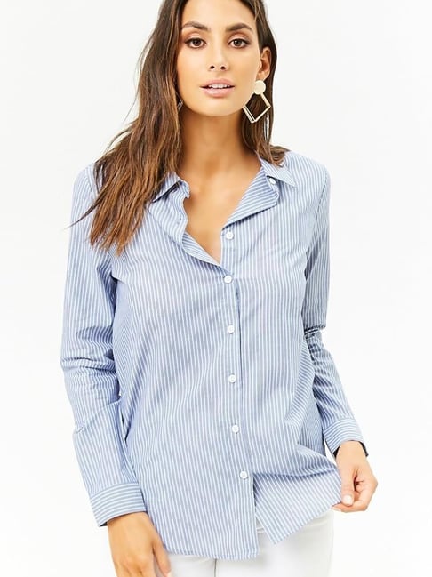 Button Down Striped Long Sleeve Shirt Forever 21 Buy Forever 21