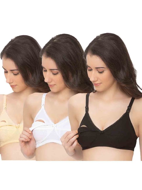 MomToBe Multicolor Cotton Maternity Bra (Pack Of 3)