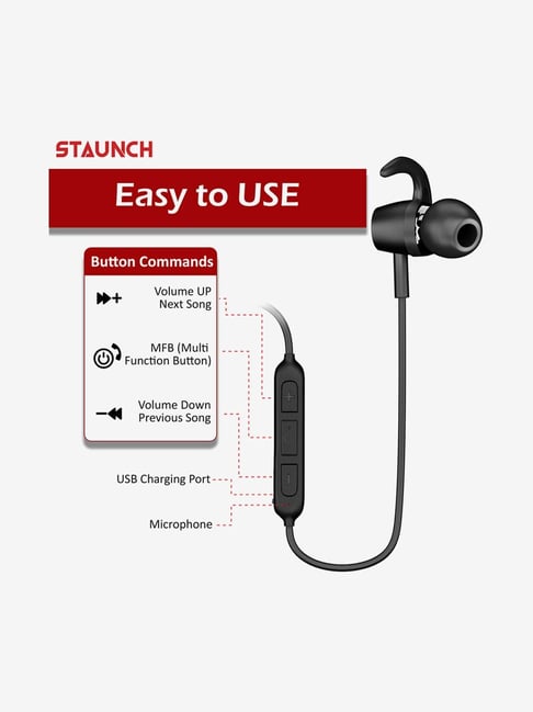 Staunch Flex 200 Wireless Bluetooth Neckband with Microphone (Black)