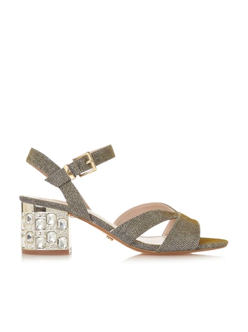 Dune London Mirage Di Antique Gold Ankle Strap Sandals