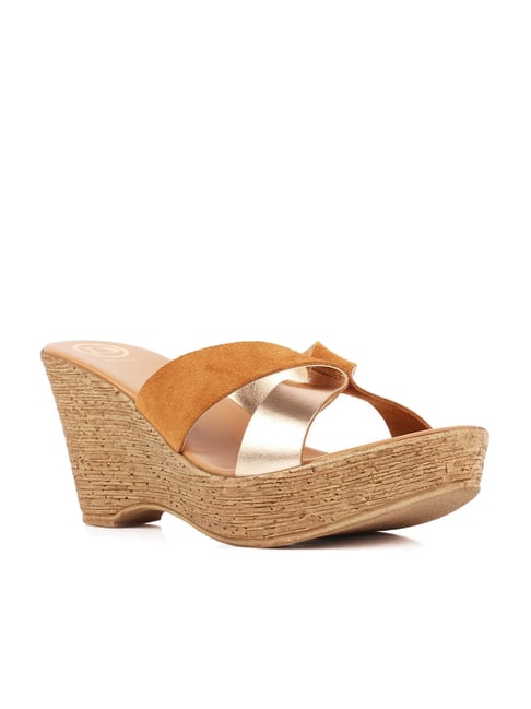 Dune London Women's Kavana Di Tan & Golden Wedges