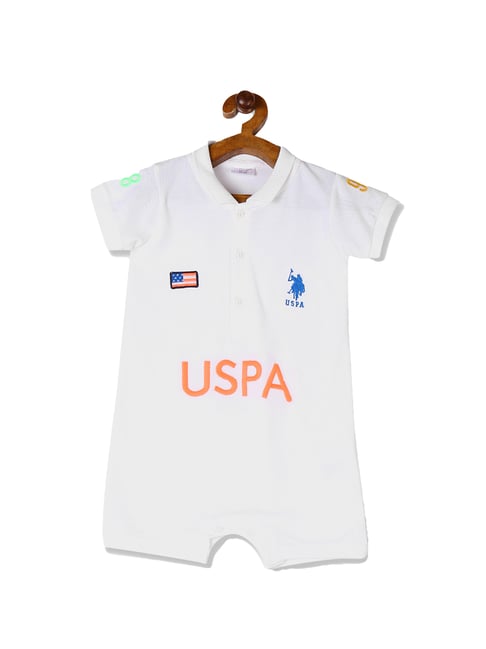 Buy Polo Kids White Embroidery Bodysuit for Infant Boys