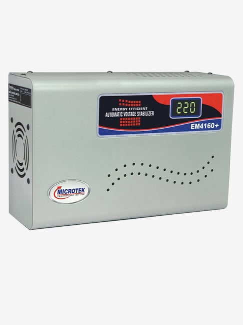 Microtek EM 4160+ 160V 285V Automatic Voltage Stabilizer for 1.5 Ton AC Metallic Grey