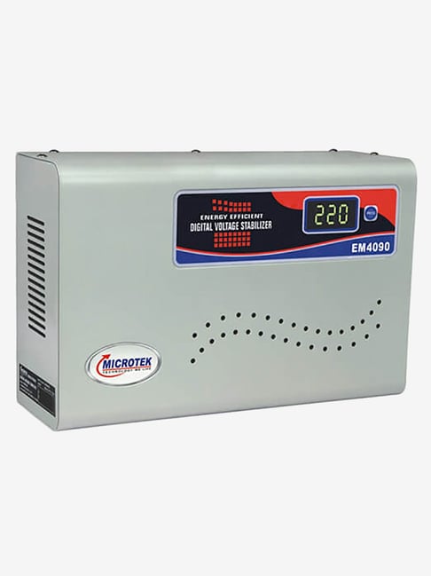 Microtek EM 4090 90V 300V Automatic Voltage Stabilizer for 1.5 Ton AC Metallic Grey