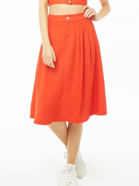 Forever 21 Red Midi Skirt