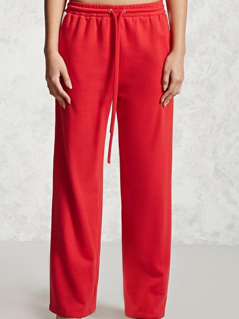 Buy Forever 21 Red Cream Mid Rise Sweatpants for Women Online