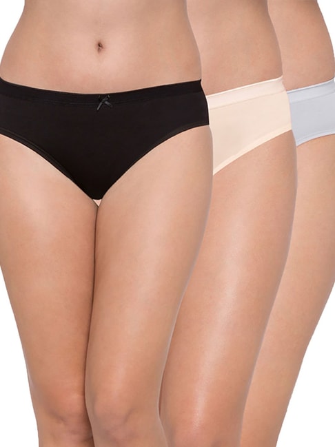 Candyskin Black, Beige & Grey Anti-Bacterial Bikini Panty ( Pack Of 3) Price in India