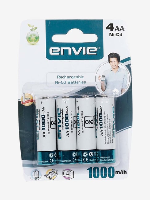 Envie AA 1000 4PL Ni-CD 1000mAh Rechargeable Battery - 4 Pieces (White)