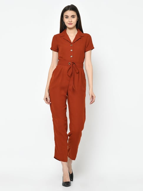 Buy Latin Quarters Rust Regular Fit Jumpsuit for Women Online