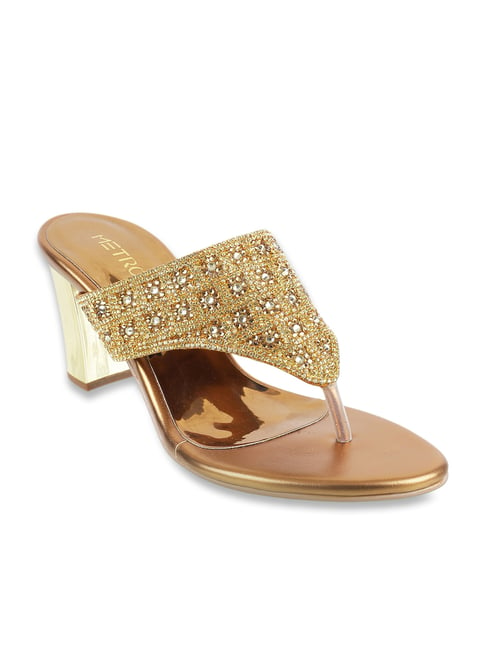 Metro Antique Gold Thong Sandals