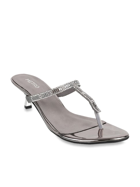 Metro Gun Metal T-Strap Stilettos