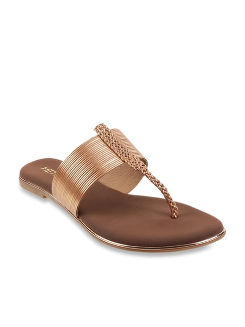 Buy Metro Rose Gold T Strap Sandals for Women at Best Price Tata