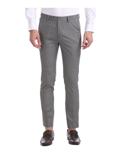 Arrow New York Grey Slim Fit Trousers