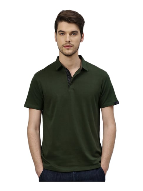 Buy Rare Rabbit Olive Green Cotton Slim 