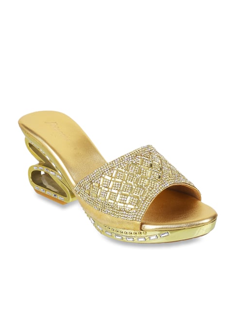 Metro Gold-Toned Embellished Ethnic Wedge Sandals - Price History