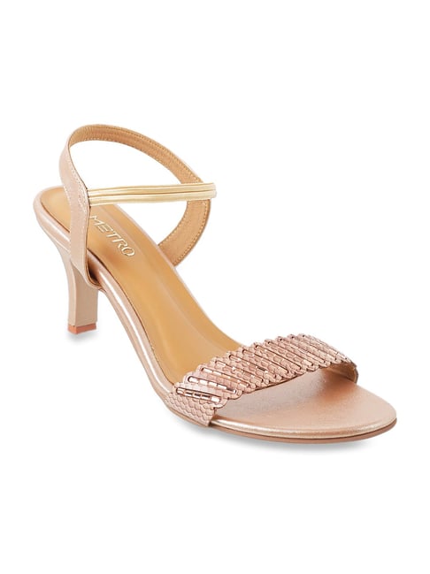 Metro Women's Rose Gold Sling Back Stilettos