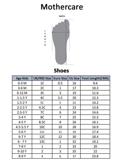 mothercare shoes size guide