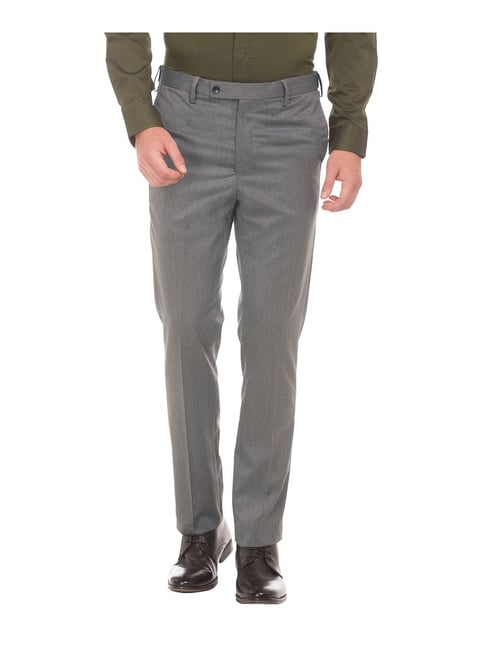 Arrow Dark Grey Regular Fit Trousers