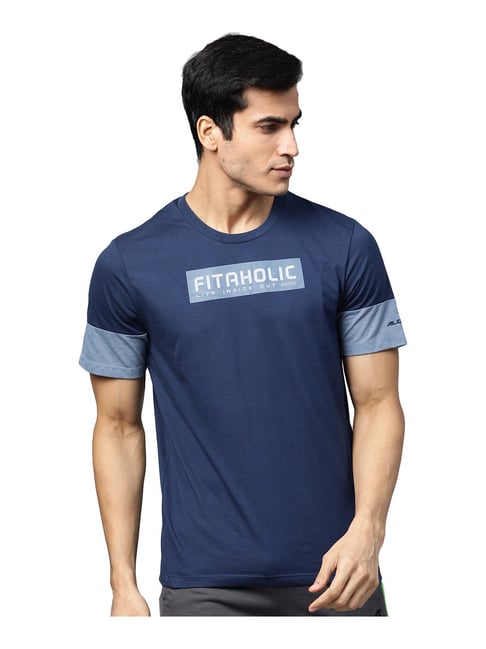 ALCIS Navy Round Neck Cotton T-Shirt