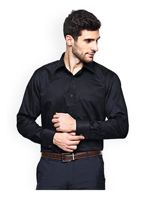 Hancock Black Cotton Full Sleeves Shirt-picture-34