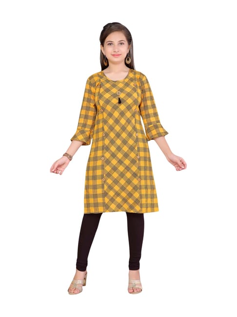 Buy Yellow Cotton Straight Kurta Legging Suit Set (Kurta, Leggings) for  INR649.50 | Biba India