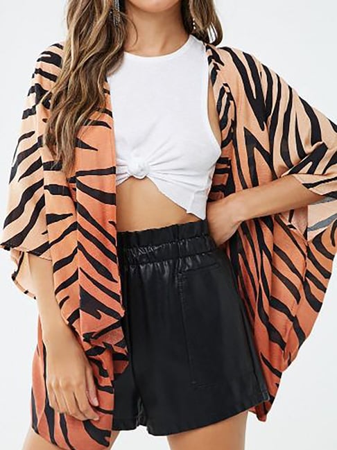 Buy Forever 21 Rust Black Printed Kimono for Women Online Tata