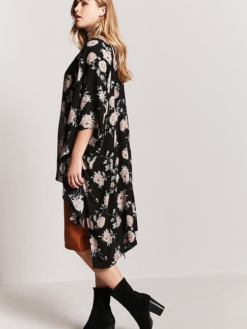 Buy Forever 21 Black Blush Floral Print Kimono for Women Online