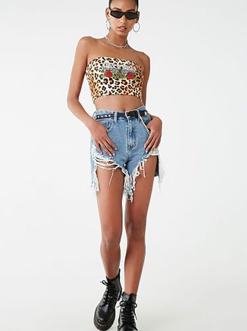 Buy Forever 21 Brown Black Printed Tube Top for Women Online