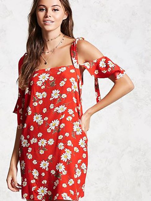 Forever 21 red floral dress best sale