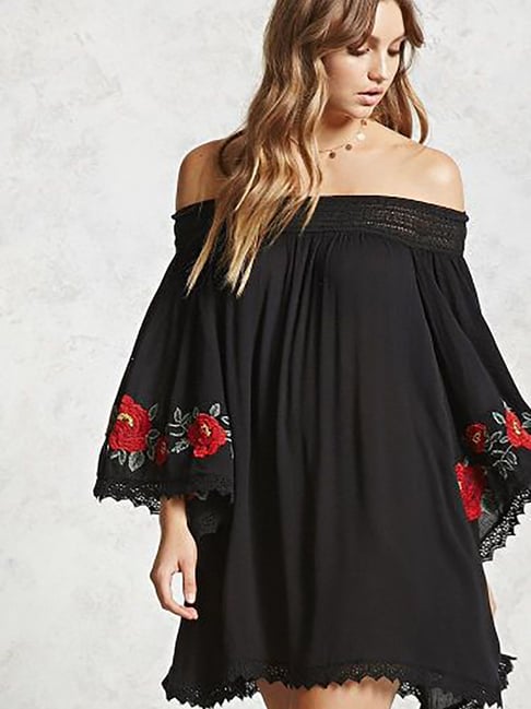 Forever 21 hot sale black embroidered dress