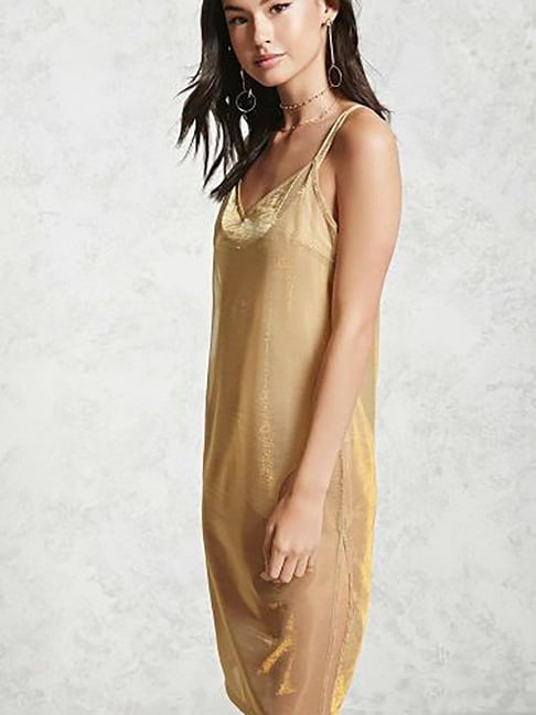 Buy Forever 21 Champagne Metallic Print Dress for Women Online Tata CLiQ