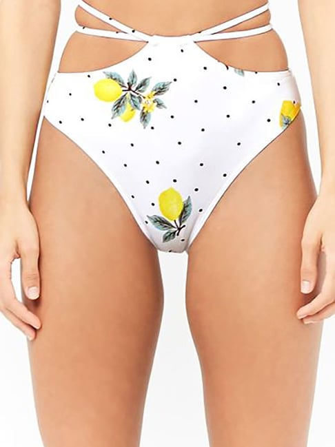 Buy Forever 21 White Floral Print Bikini Bottom for Women Online