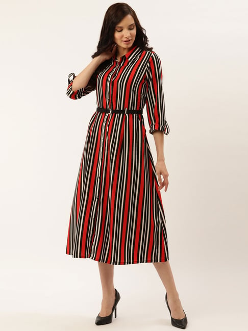 Melon by PlusS Red Striped Dress Price in India