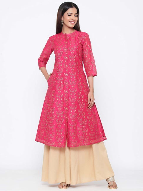 Juniper Pink Printed Straight Kurta Price in India