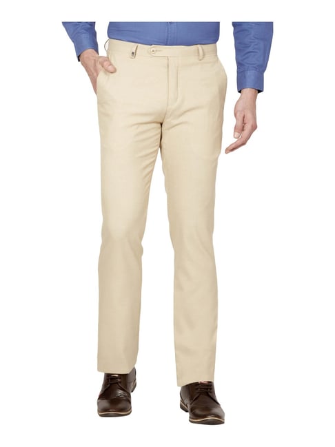 Buy Oxemberg Cotton Slim Fit Solid Casual Trouser for Men (Beige, 30)  (H4949B) at Amazon.in