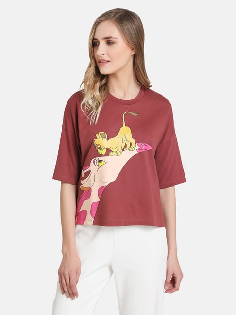 Buy Kazo Rust Lion King Disney Printed T-Shirt for Women Online