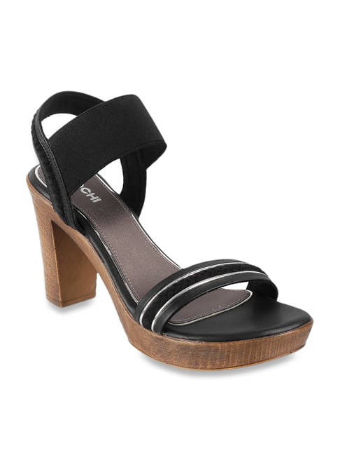 Buy Mochi Black Synthetic Solid Peep Toes online