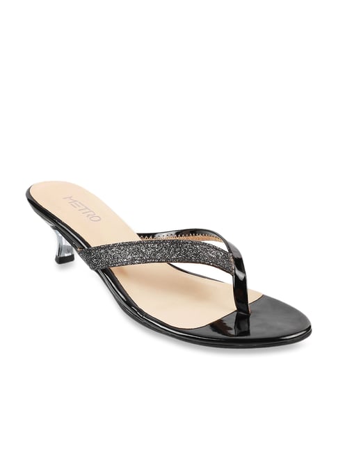 Black thong sandal online heels