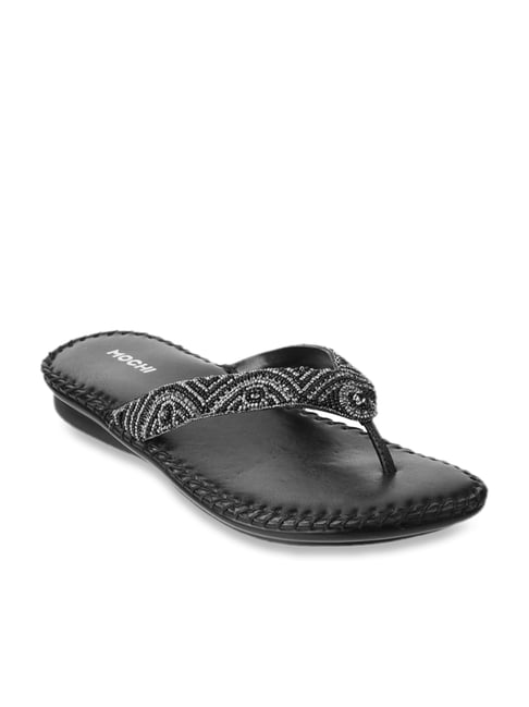 Mochi black best sale thong sandals