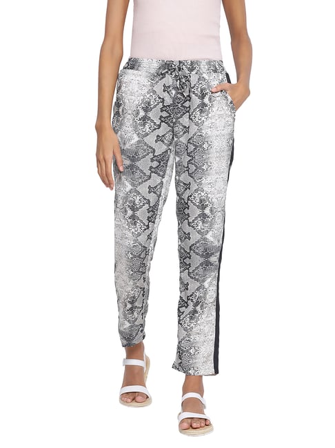 Oxolloxo Grey Graphic Gold Printed Pants