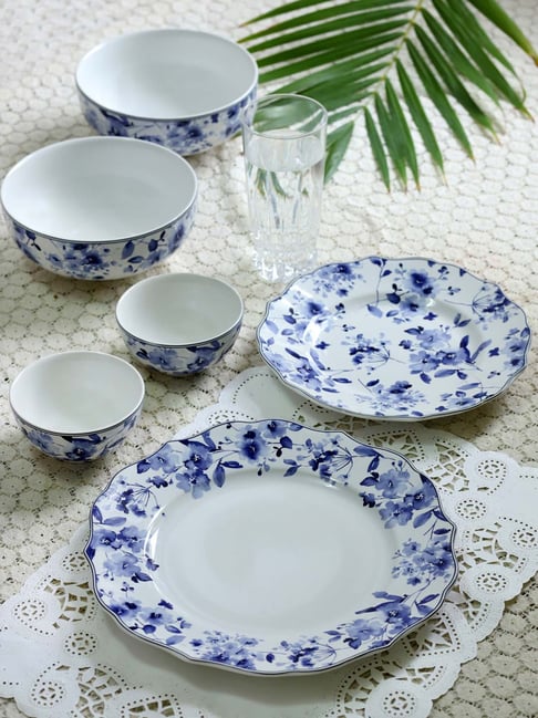 Buy Devnow Sydney Blue Ceramic 21 Piece Dinner Set at Best Price @ Tata ...