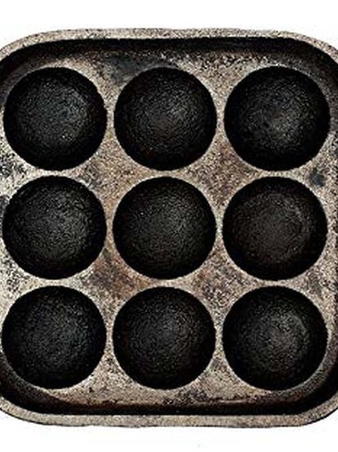 Best Cast Iron Paniyaram Pan, 9 Pit, Indian Cast Iron Paniyaram Pan l