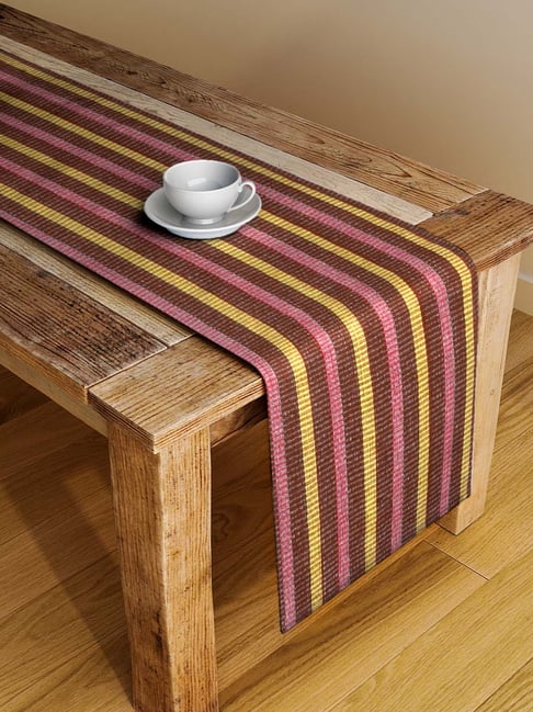 Klotthe Brown & Yellow 650 GSM Table Runner - Set of 1