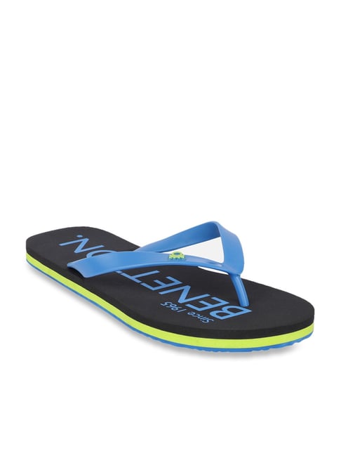 Buy United Colors of Benetton Sky Blue Black Flip Flops for Men