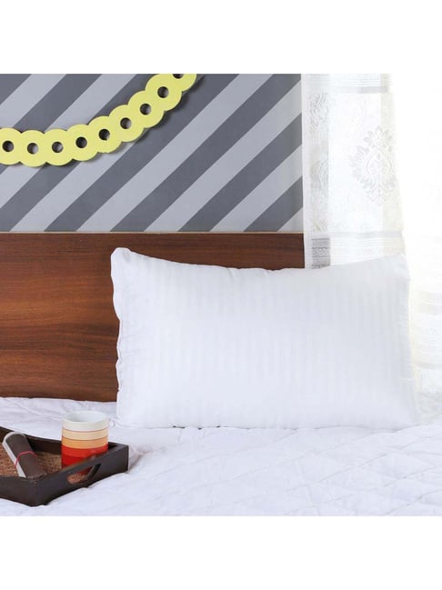 MFD HOME Furnishing Esper Premium Cotton White Polyfill Pillow - Set of 1