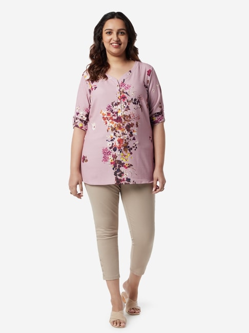 Buy Gia Curves by Westside Mauve Floral Cara Top Online at Best Prices ...