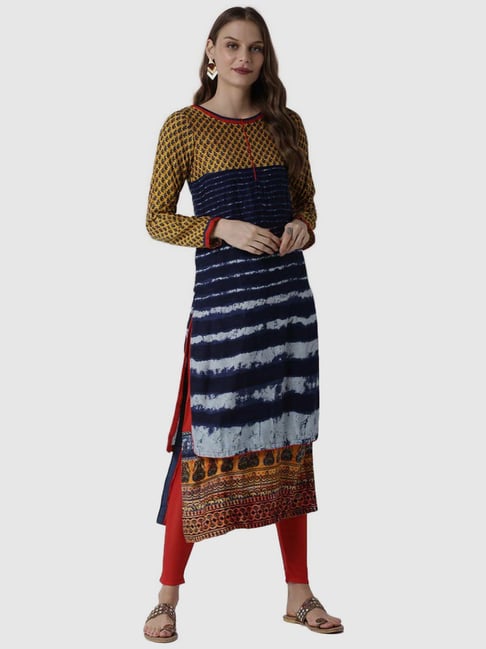 Soch Navy & Red Printed Kurta Leggings Set Price in India