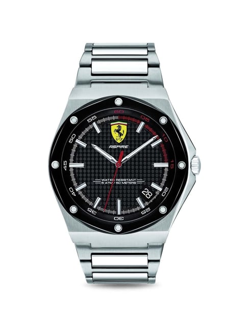 100% Original) Scuderia Ferrari 0830870 Aspire Quartz Thermoplastic Case  Red Silicone Strap Men's Watch 830870