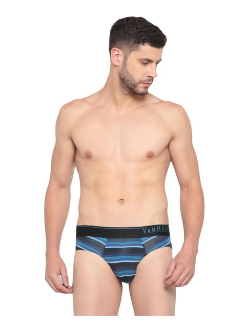 Buy Van Heusen Blue & Black Striped Briefs for Mens Online @ Tata CLiQ