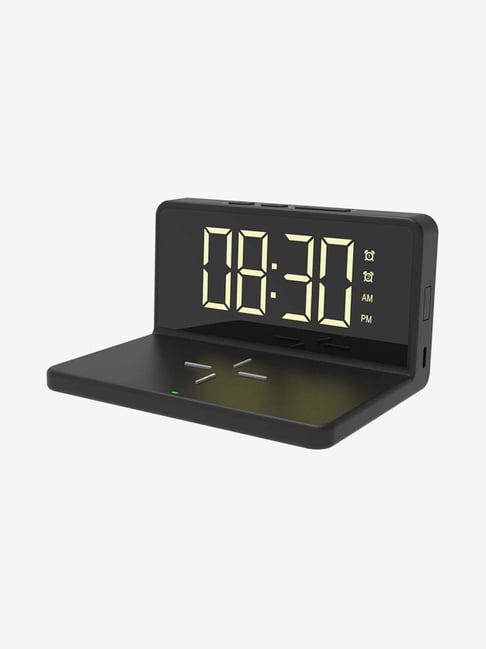 Portronics Freedom 4A POR-1042 Desktop Wireless Charger with Digital Alarm Clock (Black)